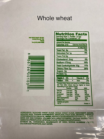 Whole Wheat Tortillas